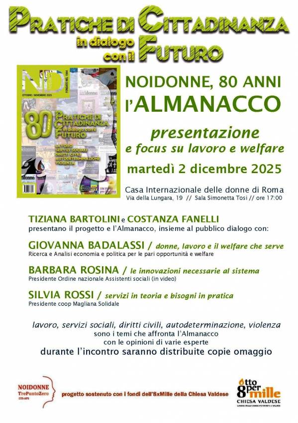 Foto: NOIDONNE, 80 ANNI // l’ALMANACCO: presentazione e focus su LAVORO e WELFARE