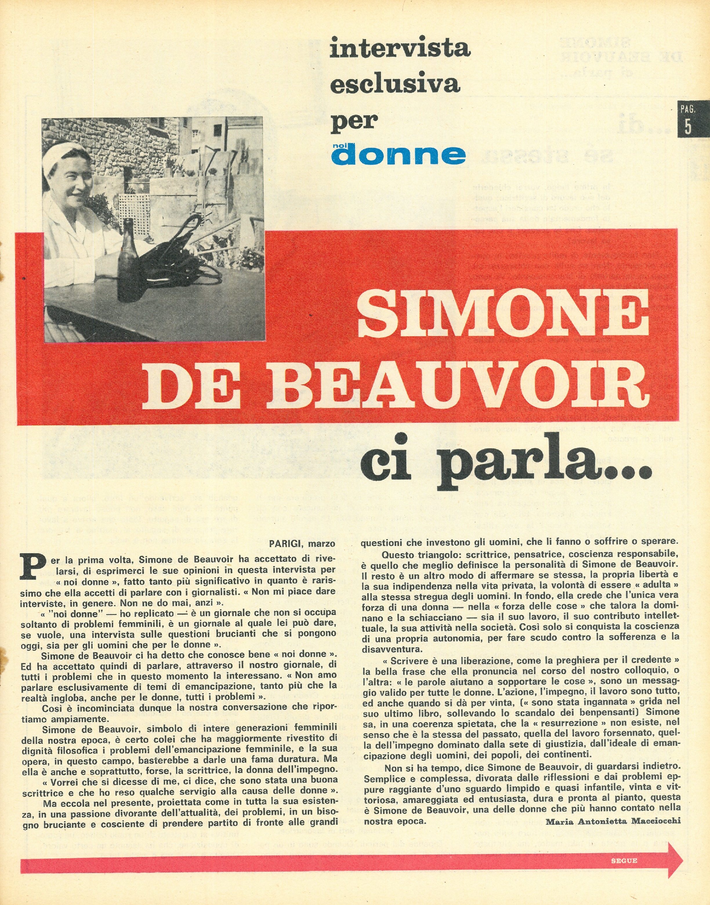 Foto: Simone De Beauvoir ci parla .....