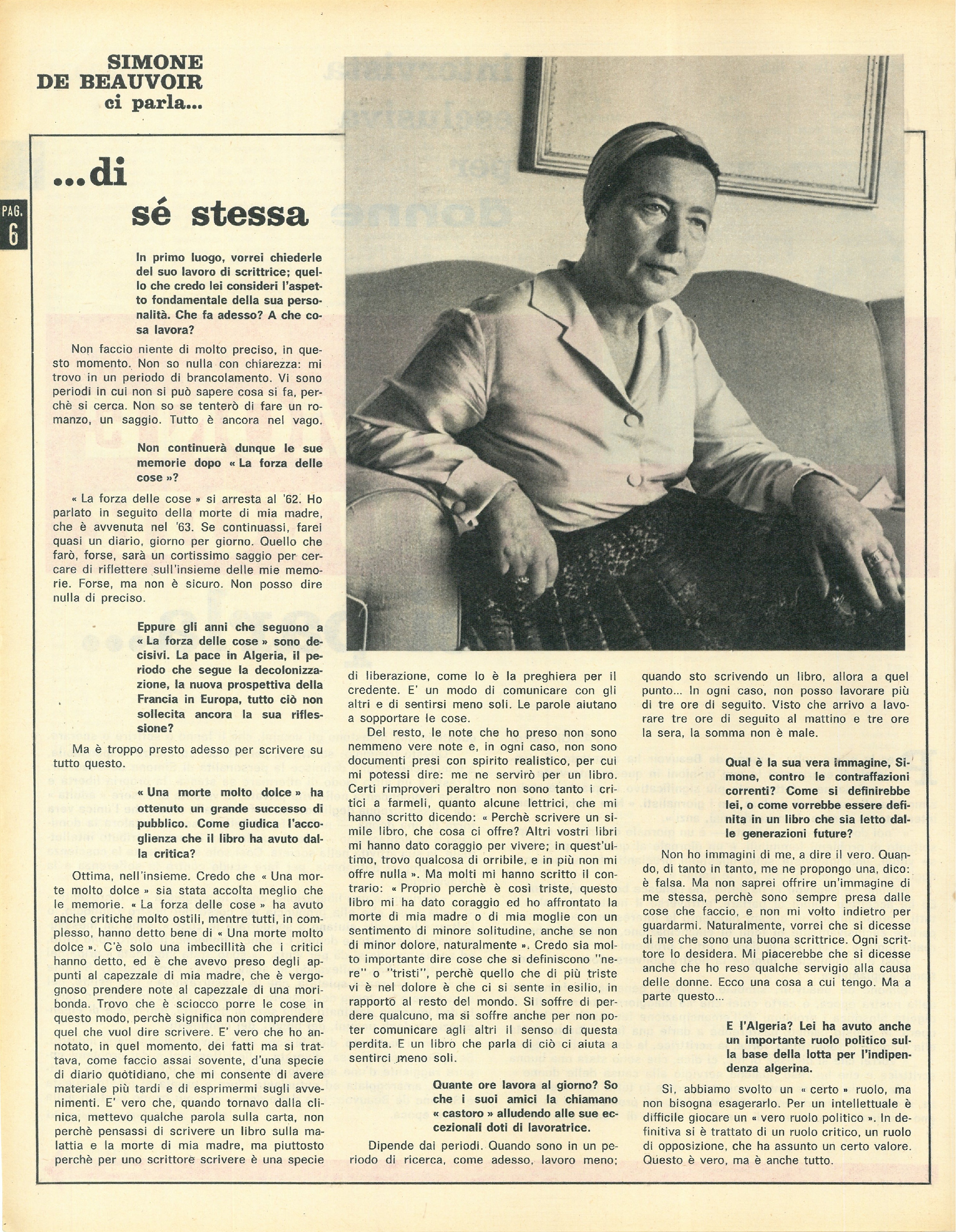 Foto: Simone De Beauvoir ci parla .....