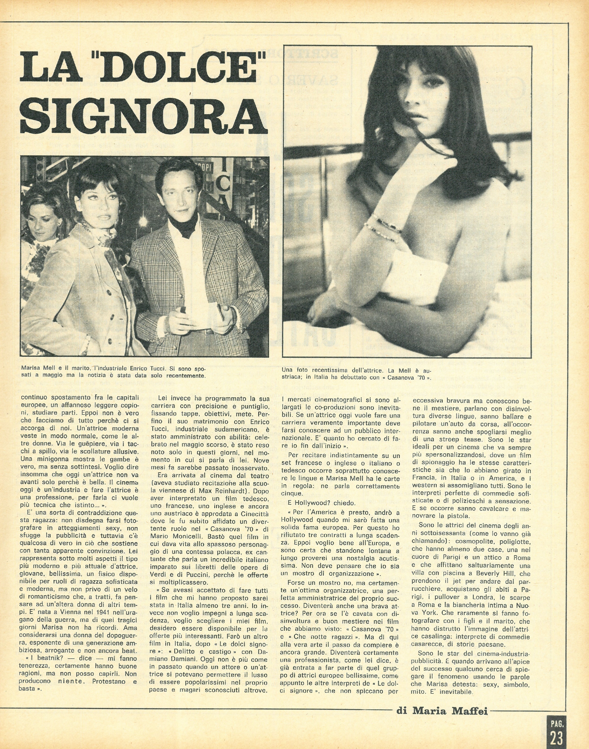 Foto: Marisa Mell in copertina; La salute nelle fabbriche farmaceutiche; la donna nella pubblicità