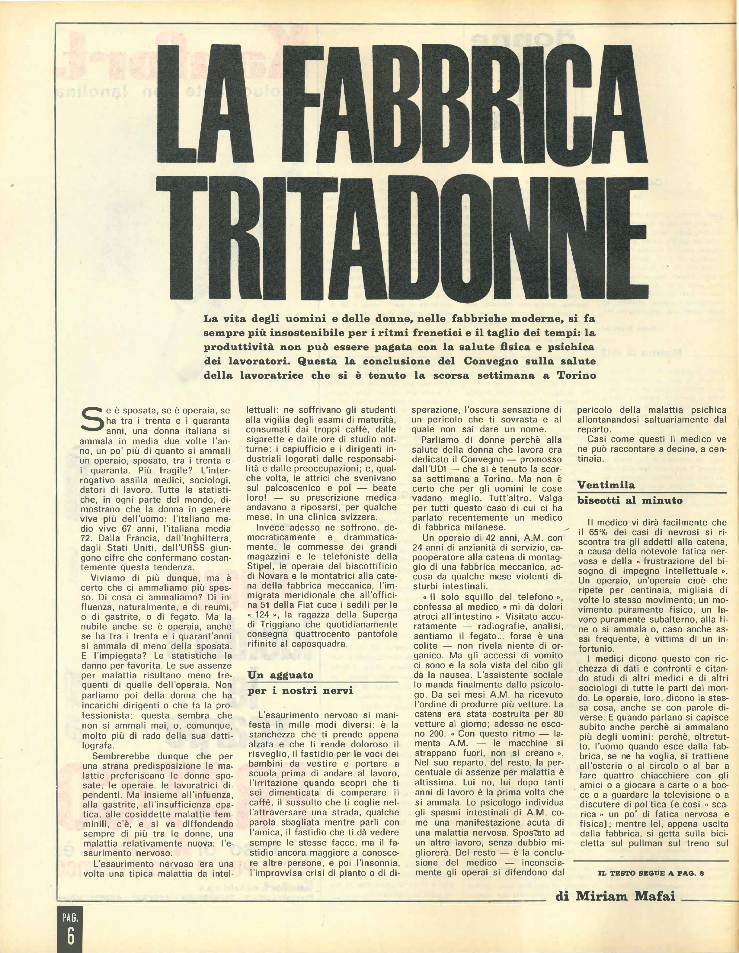 Foto: La fabbrica tritadonne. In copertina Ursula Andress ,interprete del film Le dolci signore di Luigi Zampa