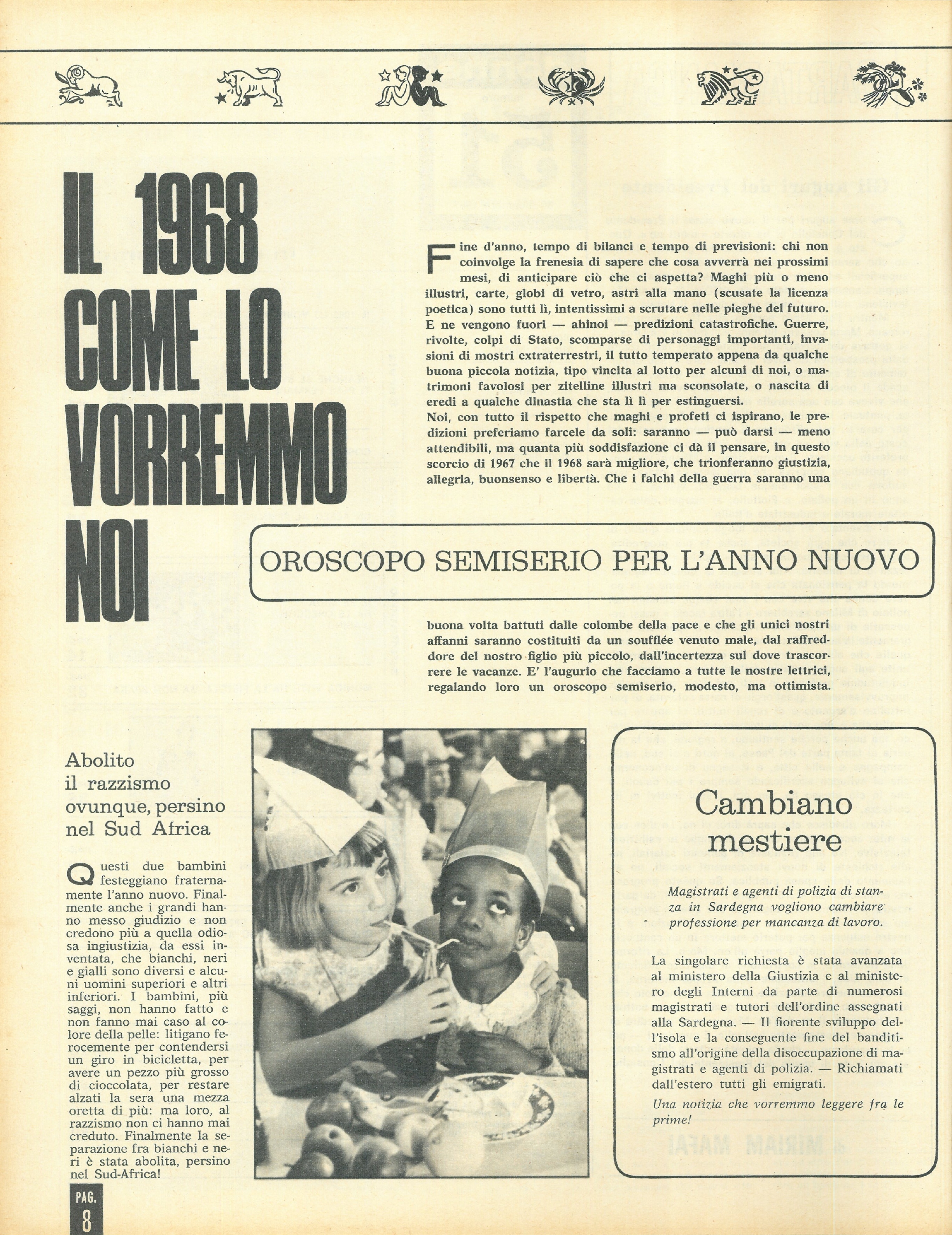 Foto: Come vorremmo il 1968 ,oroscopo semiserio per l'anno nuovo. In copertina Monica Vitti, interprete straordinario del film La ragazza con la pistola  