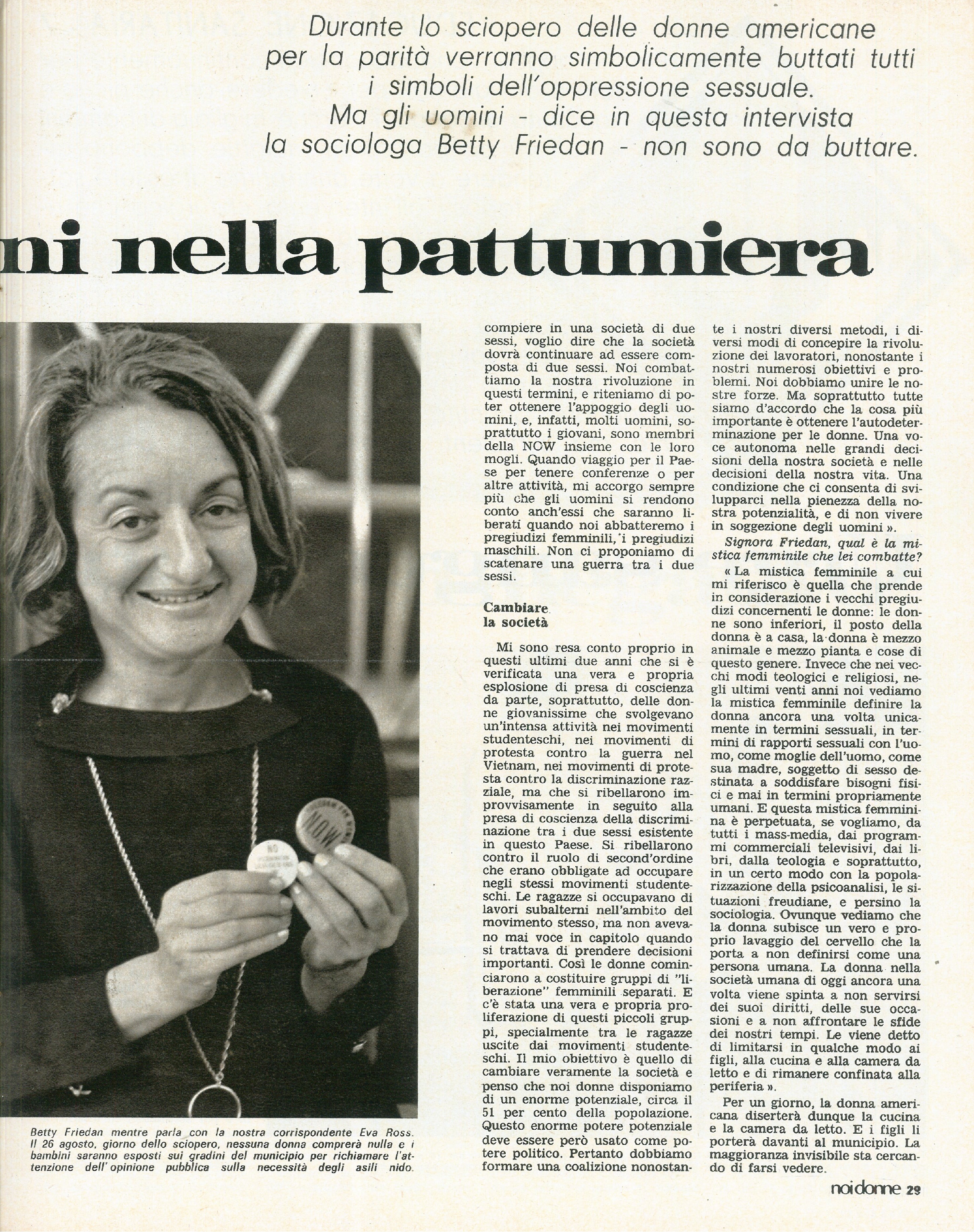 Foto: Esclusi: gli analfabeti; Betty Friedan; La ciclista Tartagni;  Vietnam: torture alle detenute; Donatori di sangue