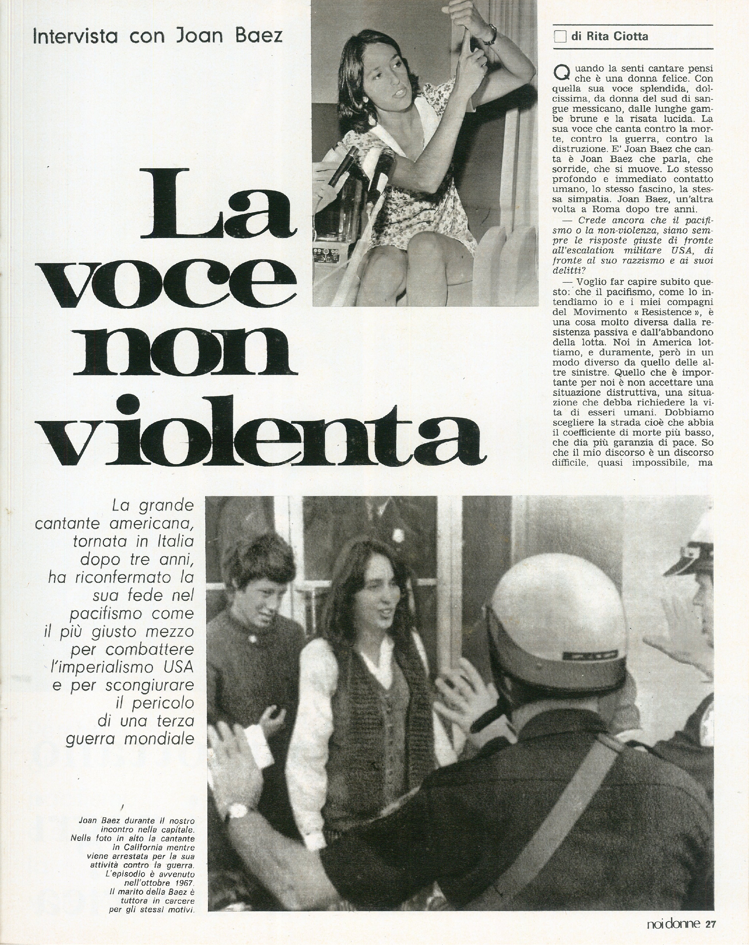 Foto: Le donne del Vajont promettono battaglia; i giochi della gioventù; Alberto Sordi: meglio scapolo; Joan Baez, la voce non violenta