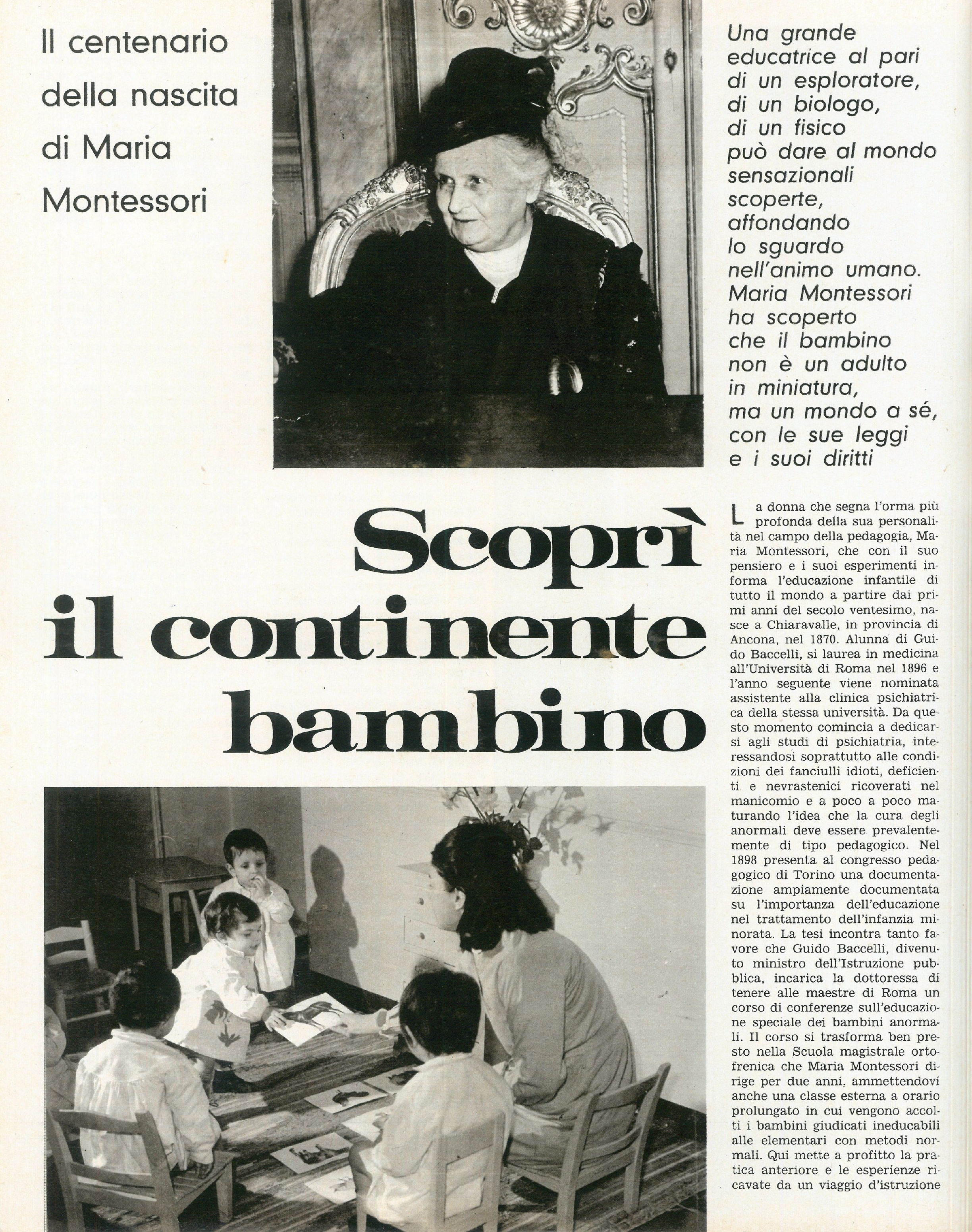 Foto: Il centenario di Maria Montessori; il Cile di Salvador Allende; Il musical “Hair” al Sistina; Farmaci e malattie immaginarie; intervista a Federico Fellini