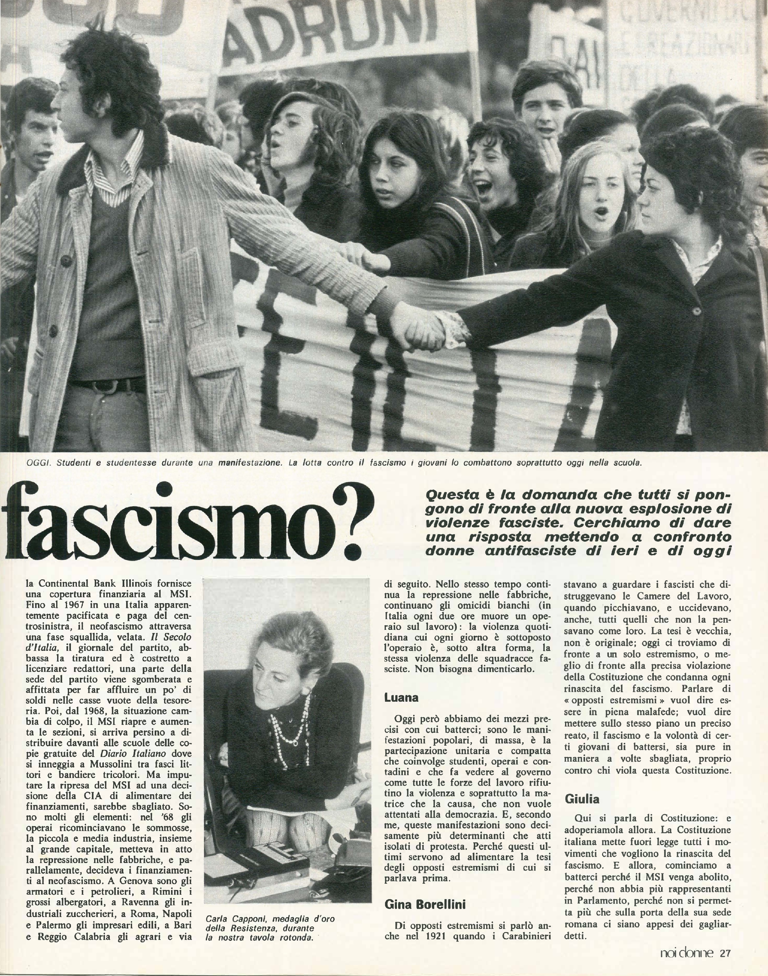 Foto: (nr doppio 9-10): l’8 marzo è la tua festa – Allumiere: il racconto di un gruppo di ragazze che hanno difeso il lavoro creando una cooperativa – Fascismo: donne di diverse generazioni riflettono su come contrastare la nuova esplosione di violenze