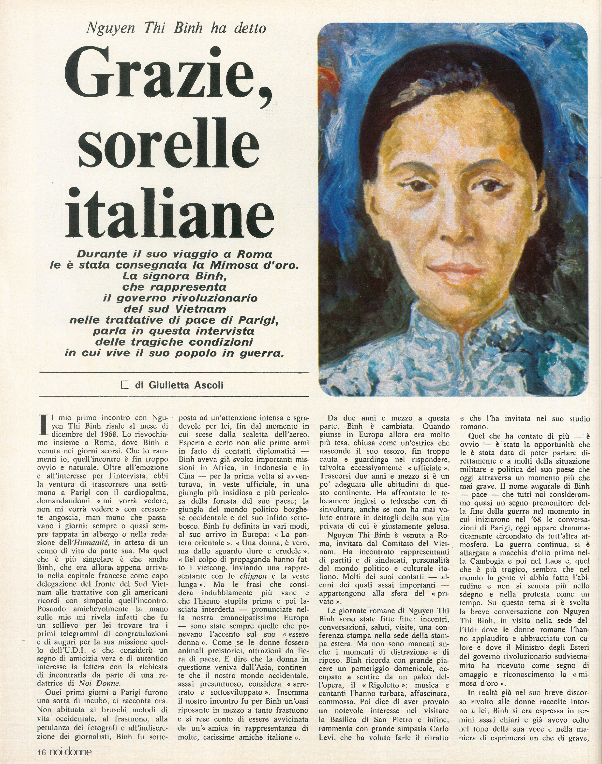 Foto: (nr doppio 11-12) Inchiesta sugli asili: gli scandali della malagestione dell’ONMI – Intervista a Nguyen Thi Binh, rappresentante del governo rivoluzionario del Vietnam alle trattive per la pace – A Roma il primo congresso del Movimento di Liberazion