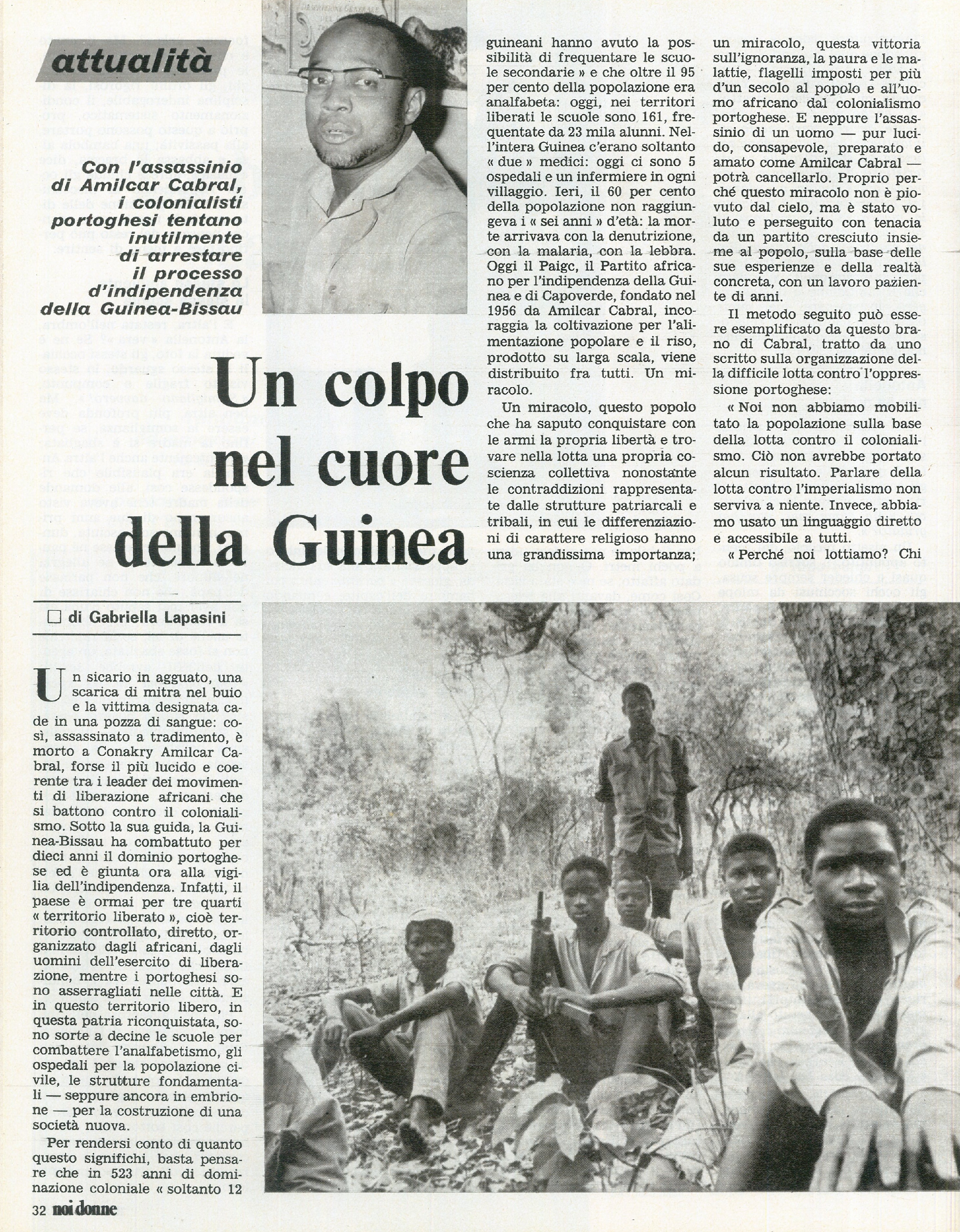 Foto: (nr 5-6) Speciale sulla fine della guerra in Vietnam: verso la ricostruzione. Omicidio di Amilcar Cabral in Guinea, capo della resistenza e dei movimenti per la decolonizzazione. Parità per le donne pensionate. Proposta alla Camera per la regolamenta