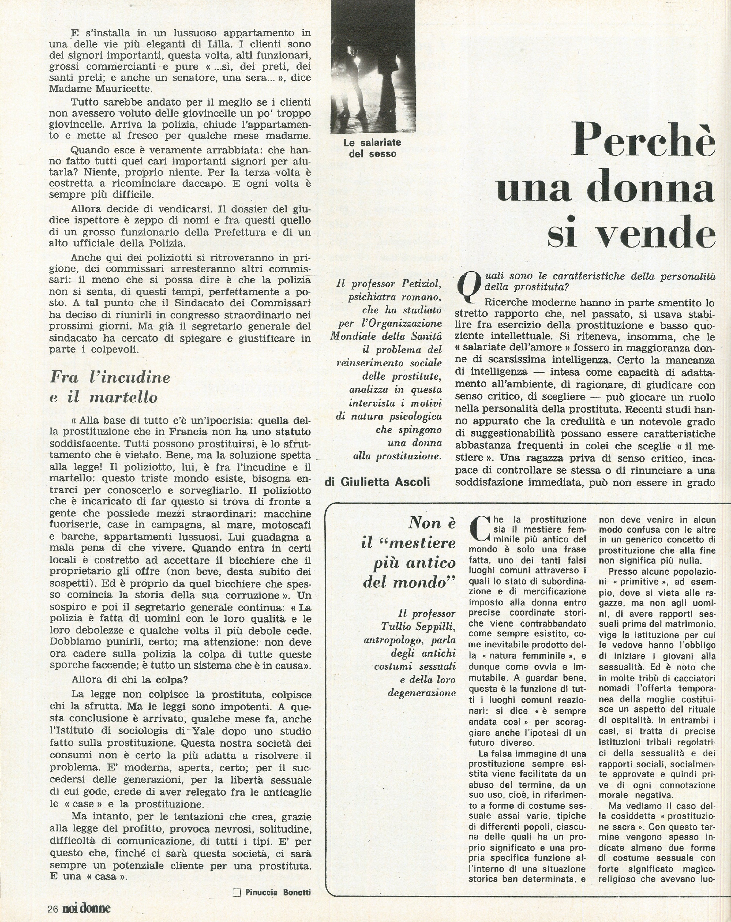 Foto: Speciale “Le salariate del sesso”: problemi reali e morali della prostituzione, caccia alla streghe a Torino e ruolo degli uomini. Ultimo tango a Parigi di Bertolucci sbanca al botteghino. Muore la madre di Camillo Torres a Cuba mentre Allende trionf