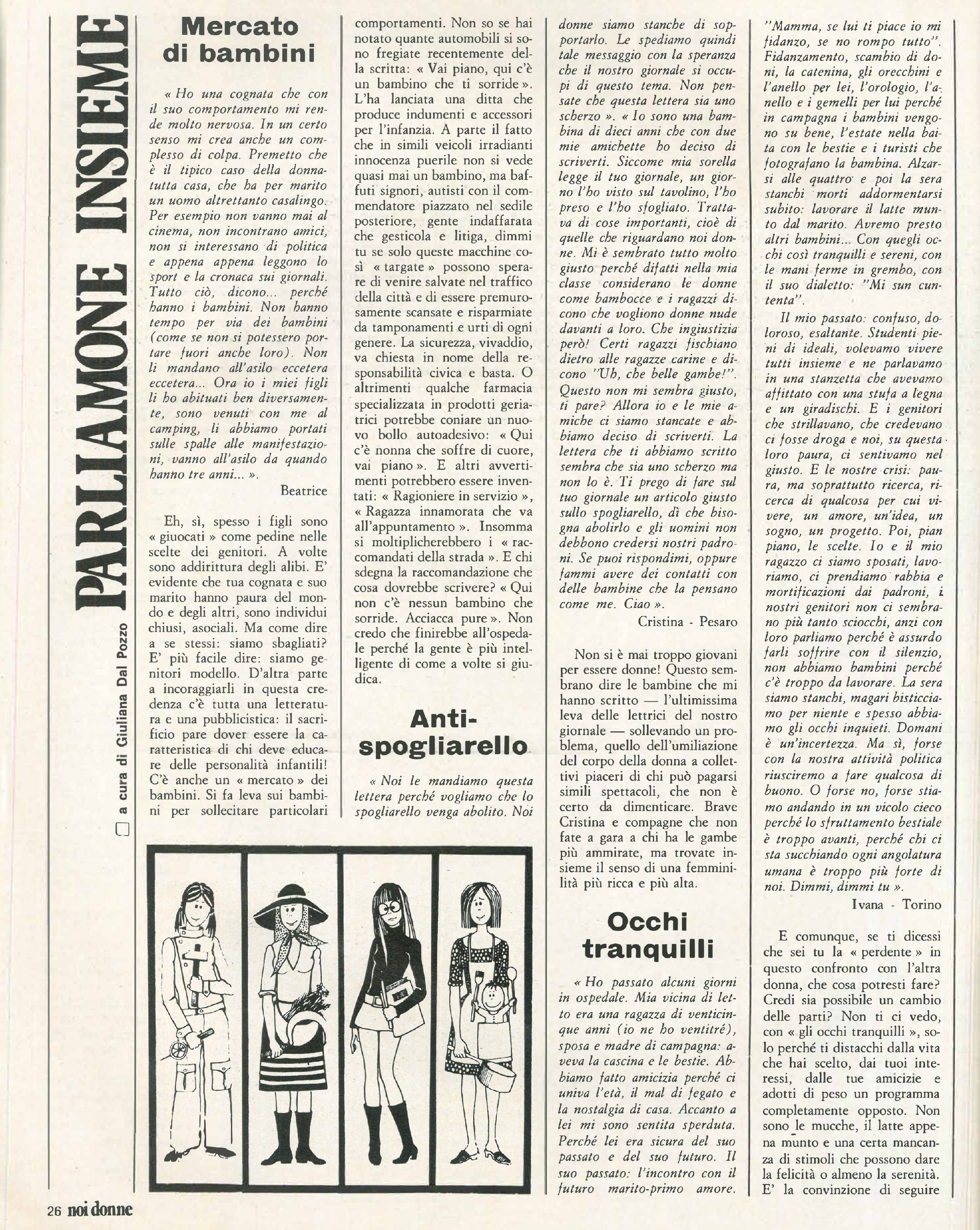 Foto: Speciale “Anche nelle tasse siamo discriminate”: la riforma fiscale penalizza le lavoratrici – Divorzio: l’opinione di esponenti cattolici sul referendum – Sud Italia: il libro “Storia di Paola” racconta la condizione delle donne meridionali 