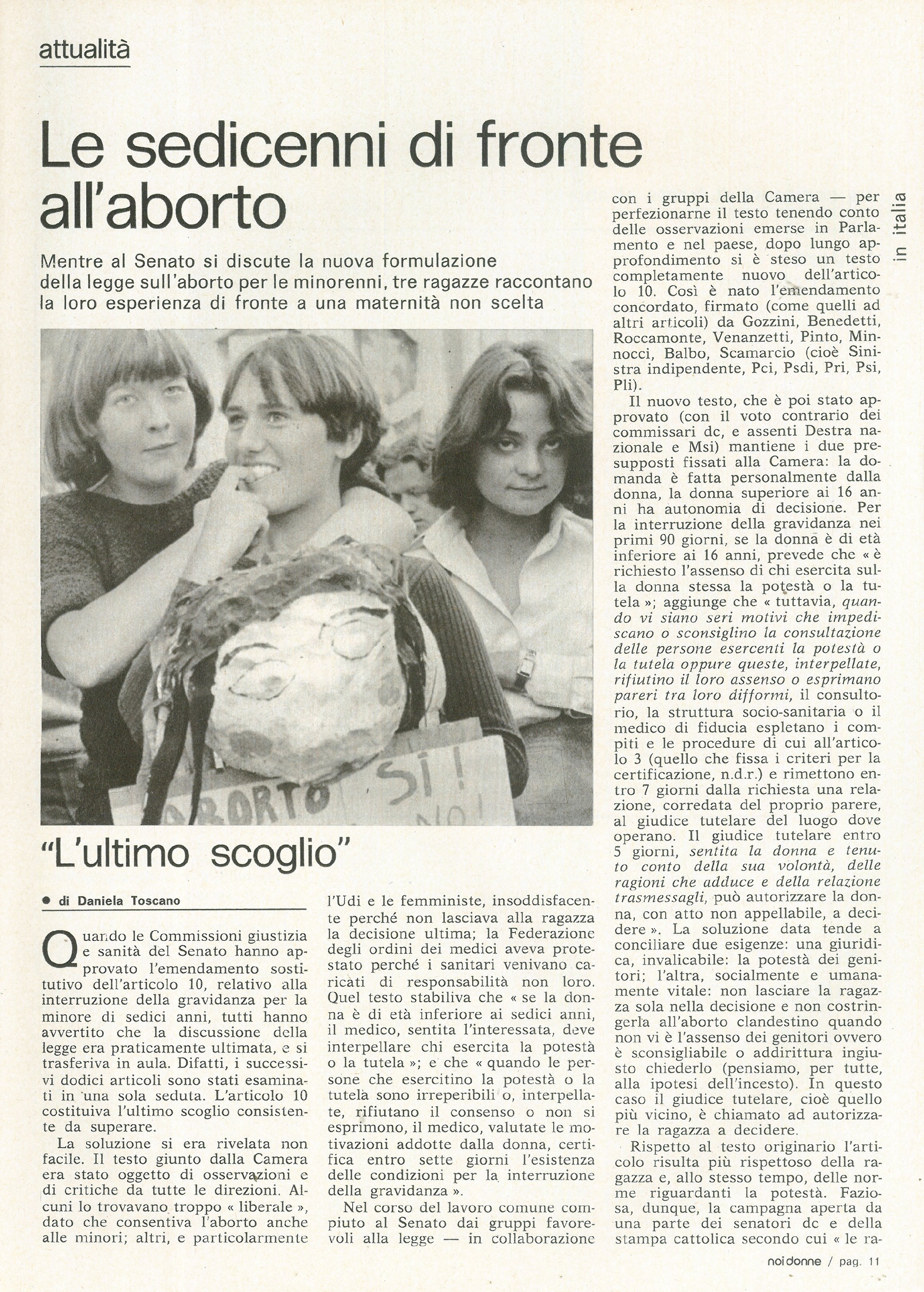 Foto: Le sedicenni di fronte all'aborto