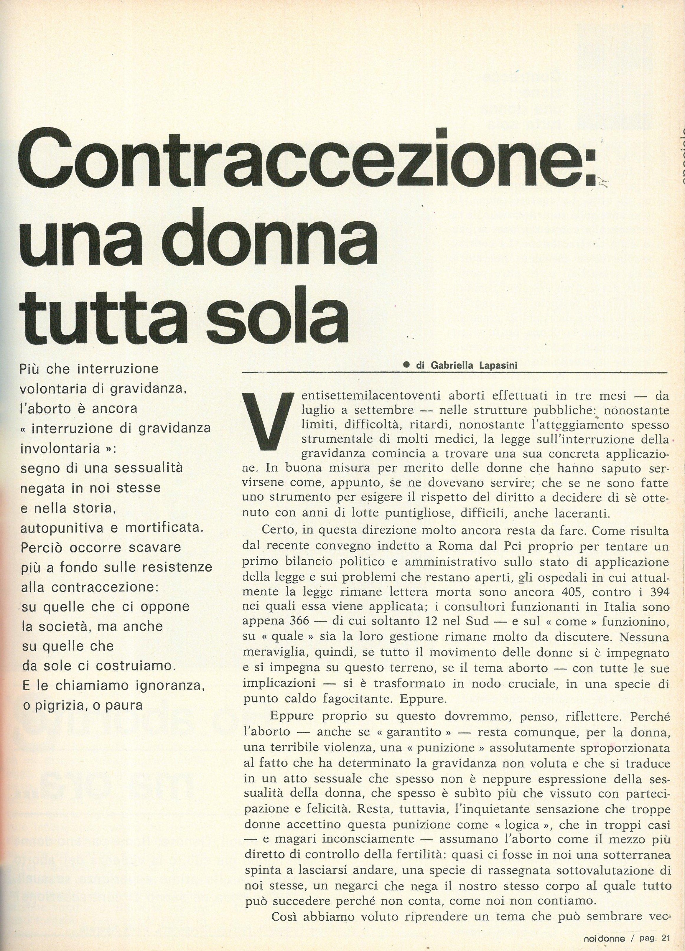 Foto: Contraccezione: una donna tutta sola