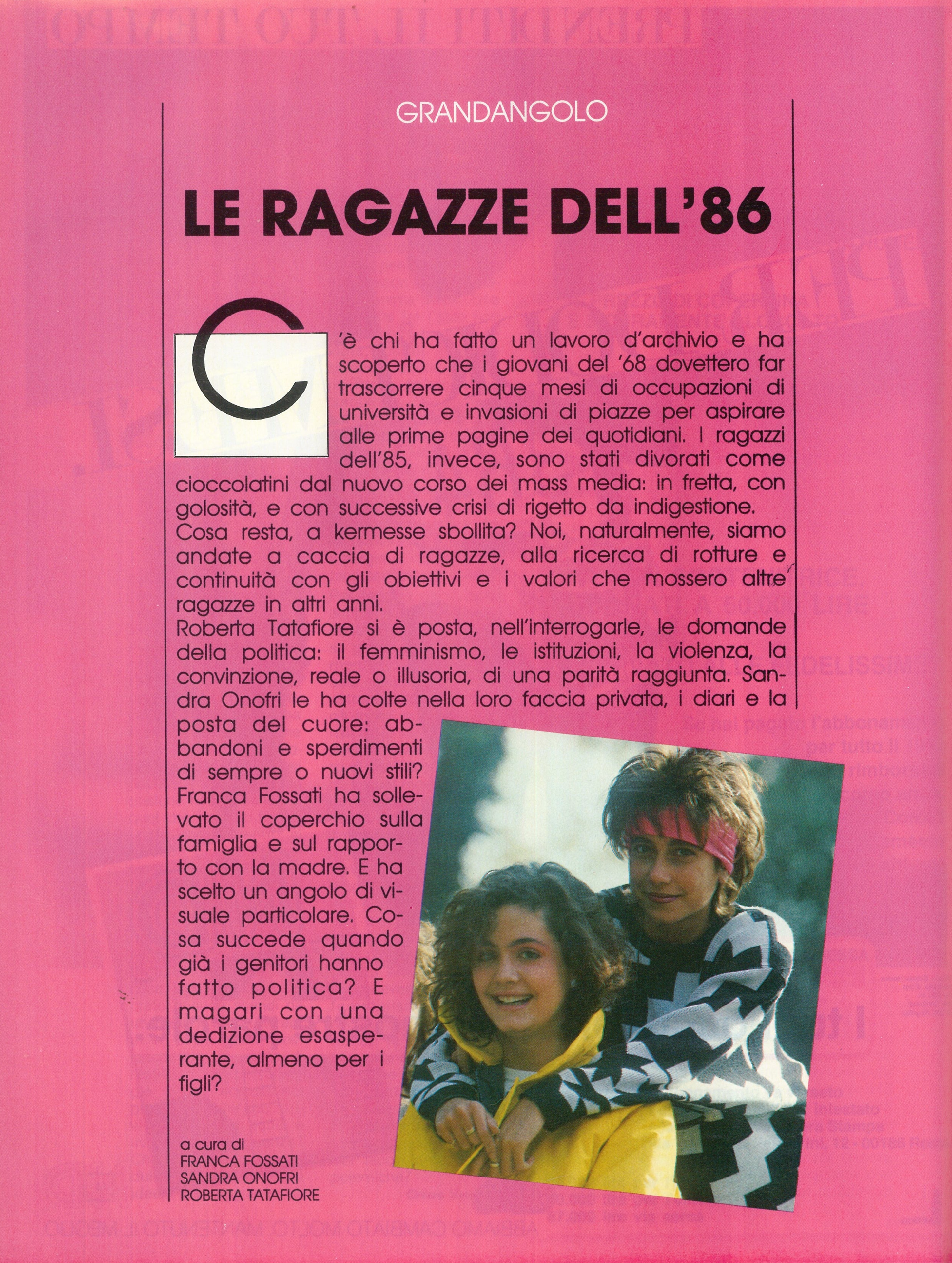 Foto: Le ragazze dell'86