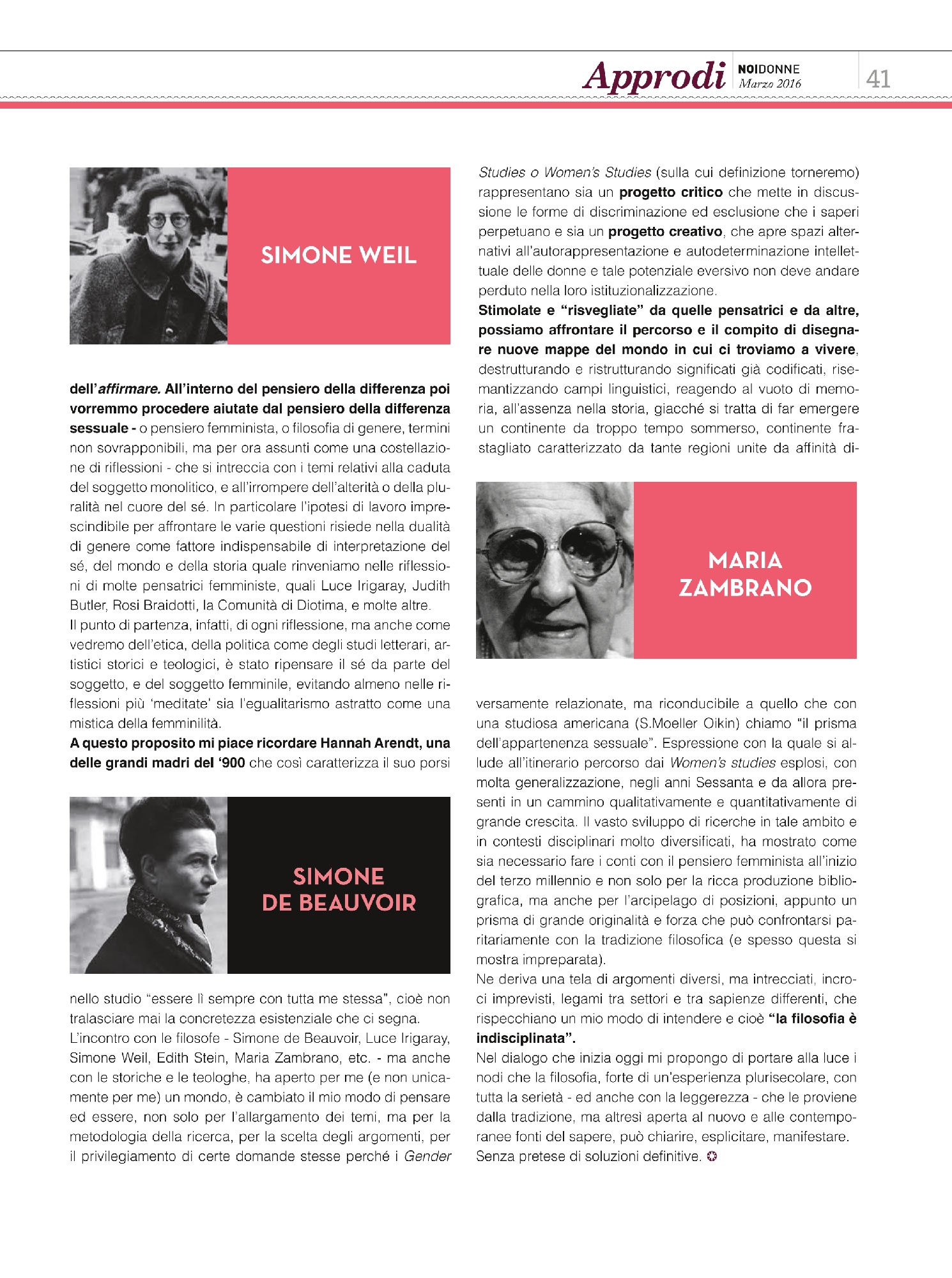 Foto: L'8 marzo allo specchio, interviste a Maraini, Nicolini, Urbinati