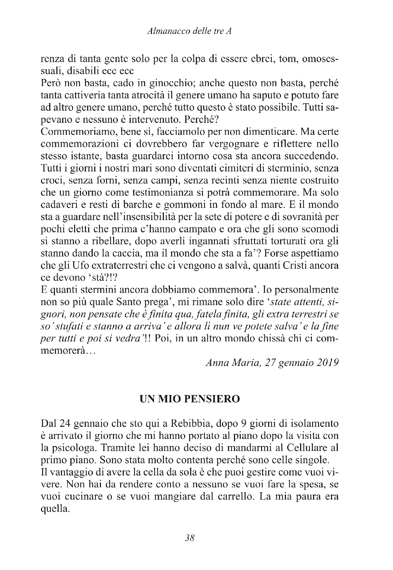 Foto: ALMANACCO DELLE TRE A (Progetto Rebibbia)