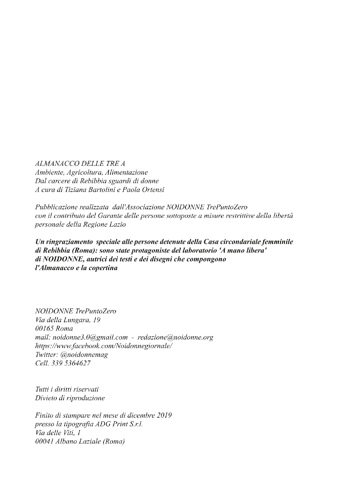 Foto: ALMANACCO DELLE TRE A (Progetto Rebibbia)